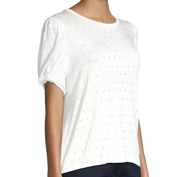 GENERATION LOVE Amelia Crystal embellished puff sleeve tee white t-shirt Size S - Picture 10 of 10